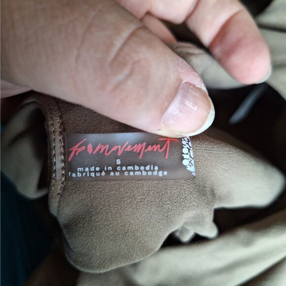 Free People FP Movement Women Small Beige Brown Square Neck Athletic Sports Bra - Picture 4 of 6